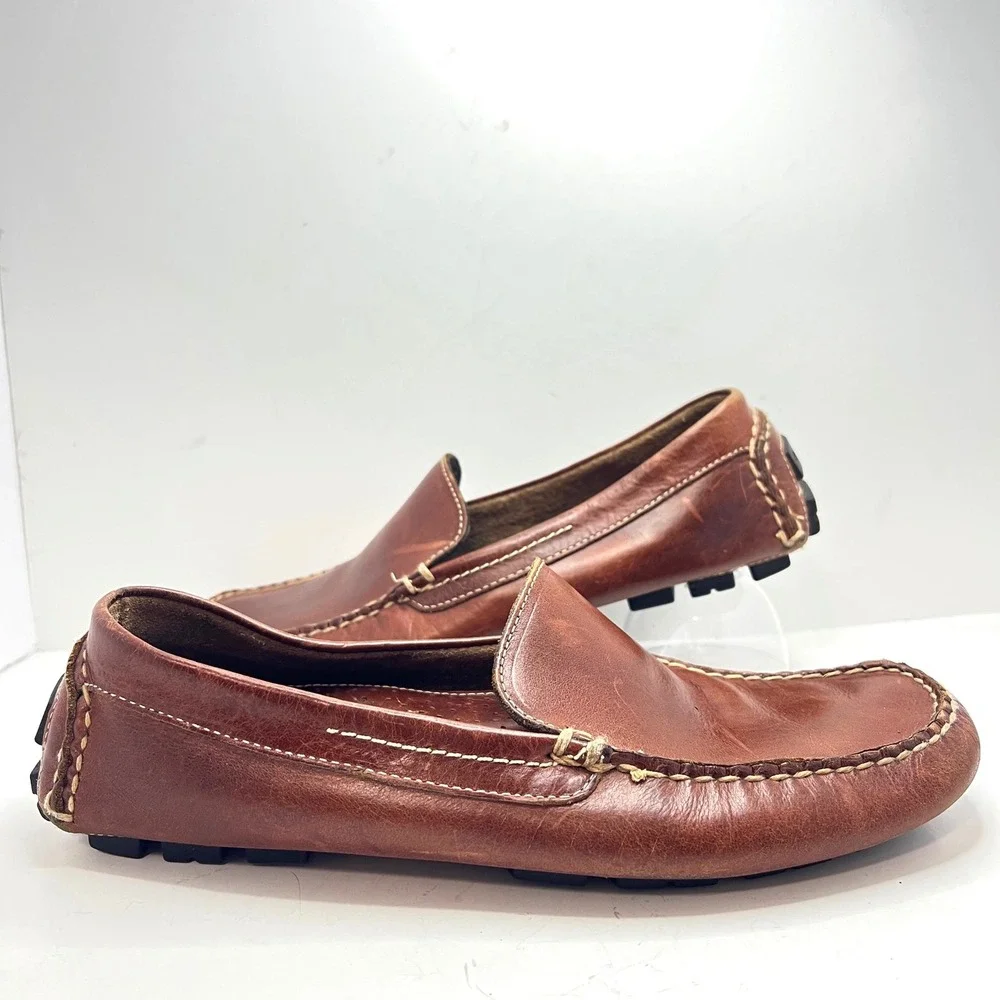Bass Premium Collection Bel Air Mens 8M Brown Leather Driving Loafer Vibram Sole